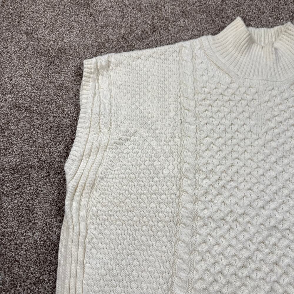 Maeve Cable-Knit Wool Blend Sweater Vest Oversized NWT Small Mock Neck Ivory - Picture 5 of 14